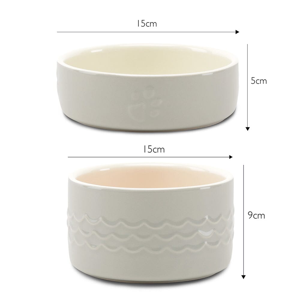 Icon 2 Piece Pet Food Water Bowl Set 15cm Grey petslovescruffs