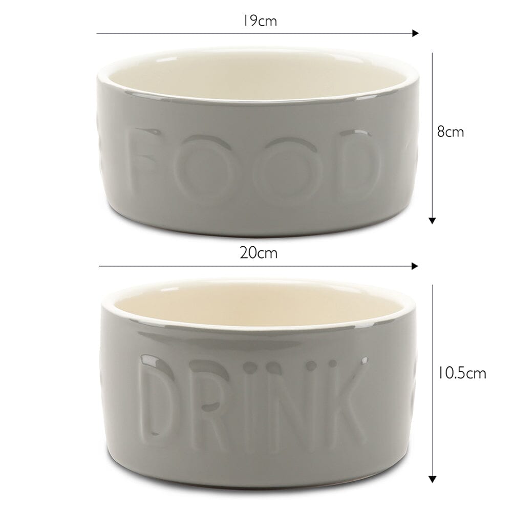 Classic 2 Piece Dog Food & Water Bowl Set - 19cm | 20cm - Grey Pet Bowls, Feeders & Waterers Scruffs® 