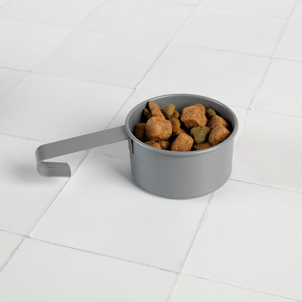 Grey dog food storage tin best sale