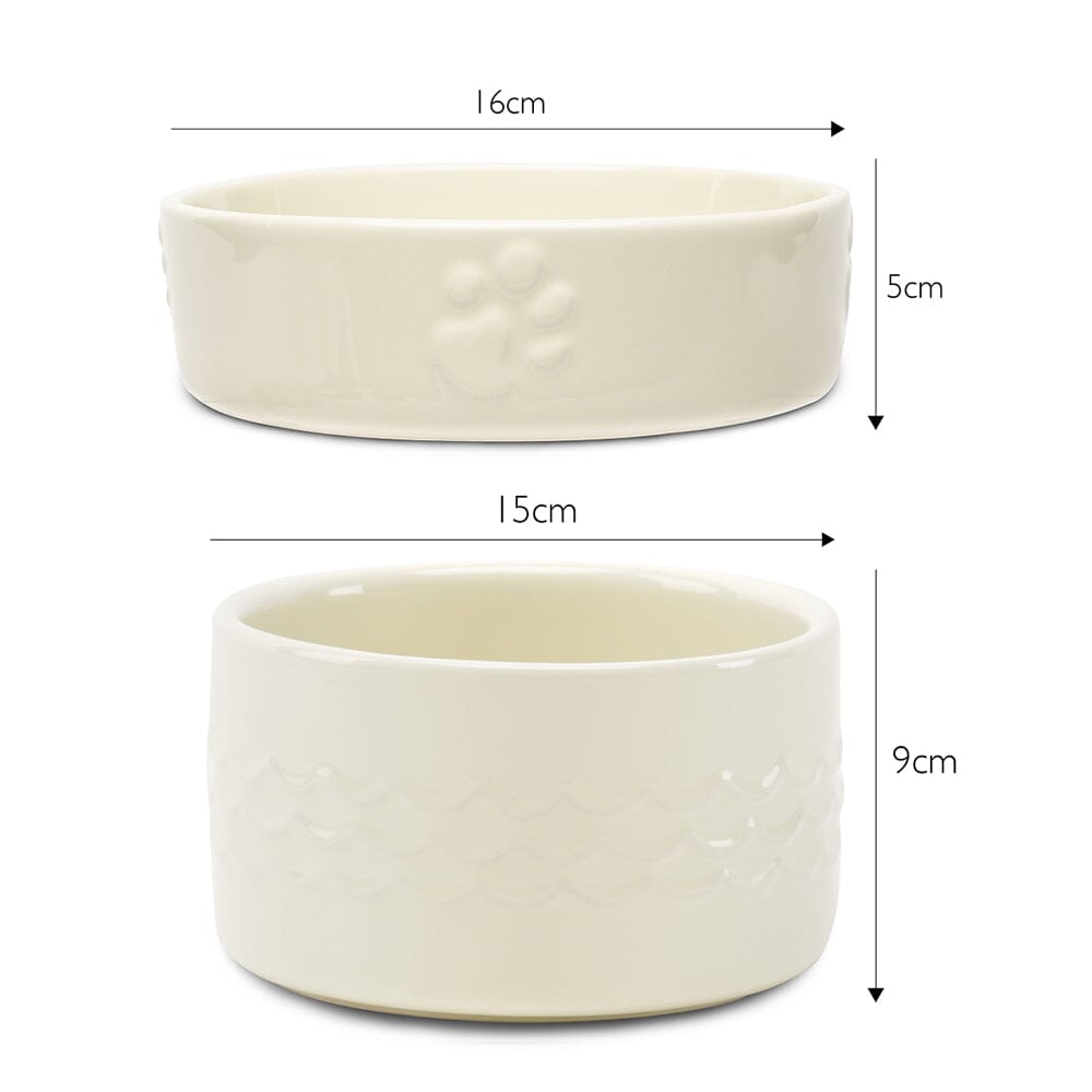 Icon 2 Piece Dog Slow Feeder & Water Bowl Set - 16cm | 15cm - Cream Pet Bowls, Feeders & Waterers Scruffs® 